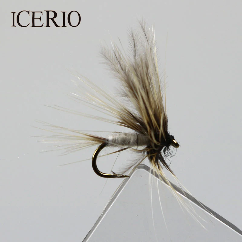 ICERIO 8 шт. серый комаров Mayfly сухие мухи приманки на форель для ловли нахлыстом#14