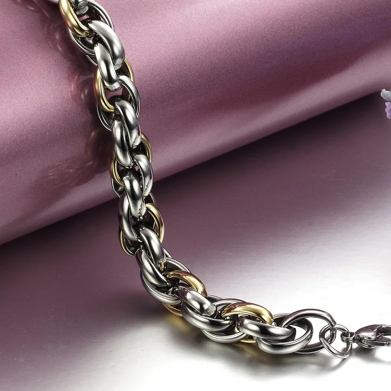 Мужской Браслет Из Нержавеющей Стали Titanium Крест Звена Цепи Серебро Золото