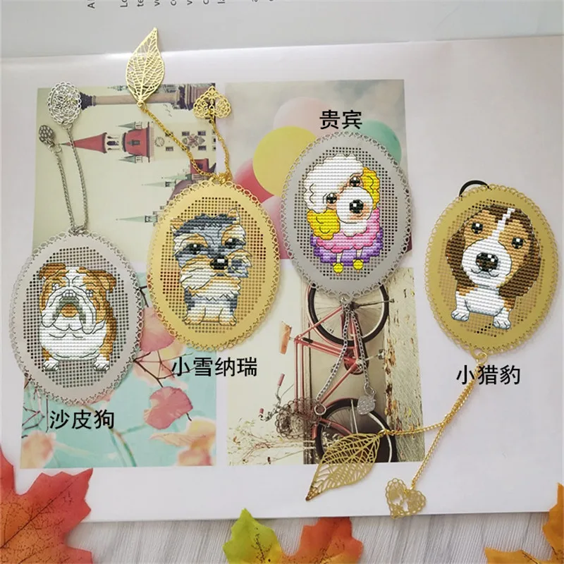

DIY Craft Stich Cross Stitch Bookmark Metal Silver Golden Needlework Embroidery Crafts Counted Cross-Stitching Kit Gift