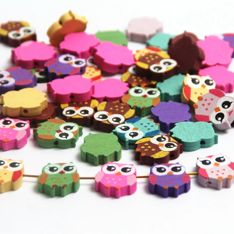 2016 деревянные бусины 50 шт. в виде совы прекрасная фотография Детские Поделки
