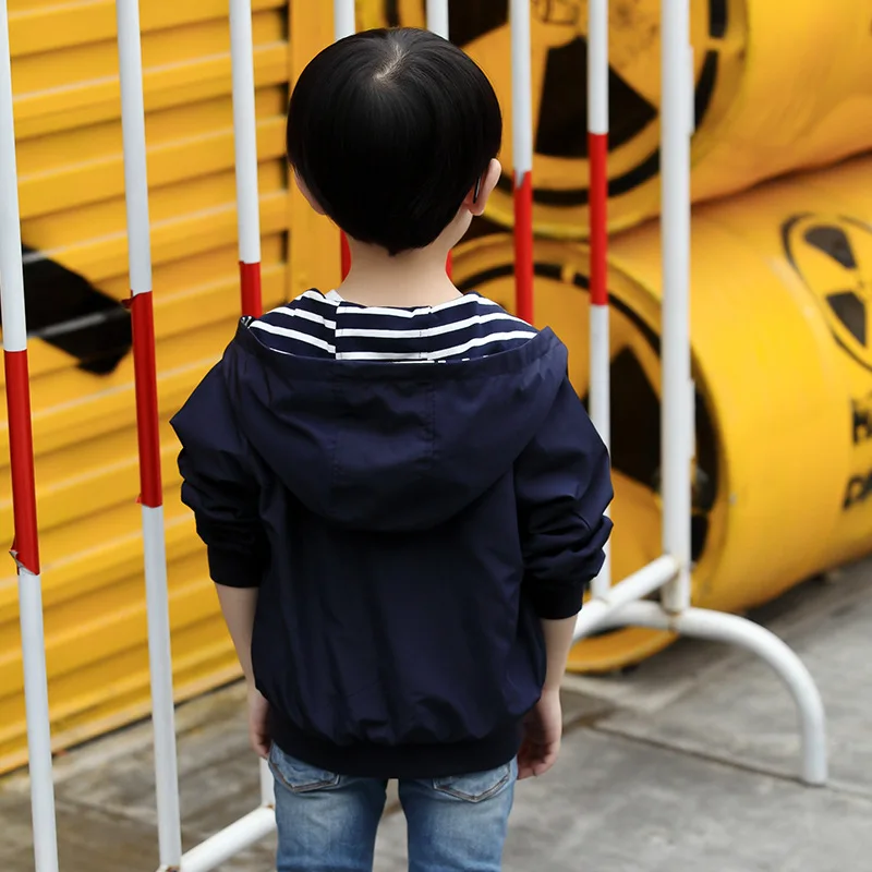 Куртка детская демисезонная с капюшоном в полоску двусторонняя|boys fashion jacket|boys