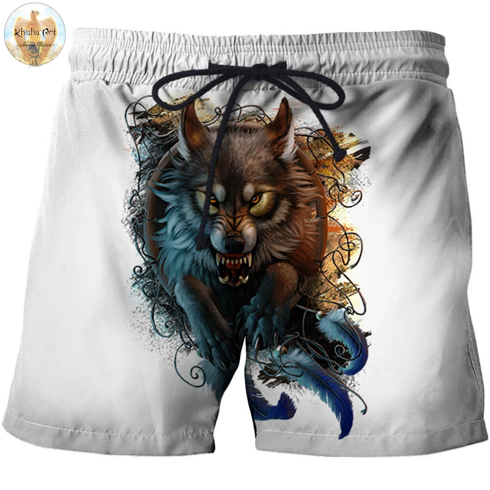 

Fierce Wolf, Khalia художник мужские пляжные шорты Masculino мужские брюки с принтом пляжные шорты для будущих мам модные короткие пляж быстросохнущая ...
