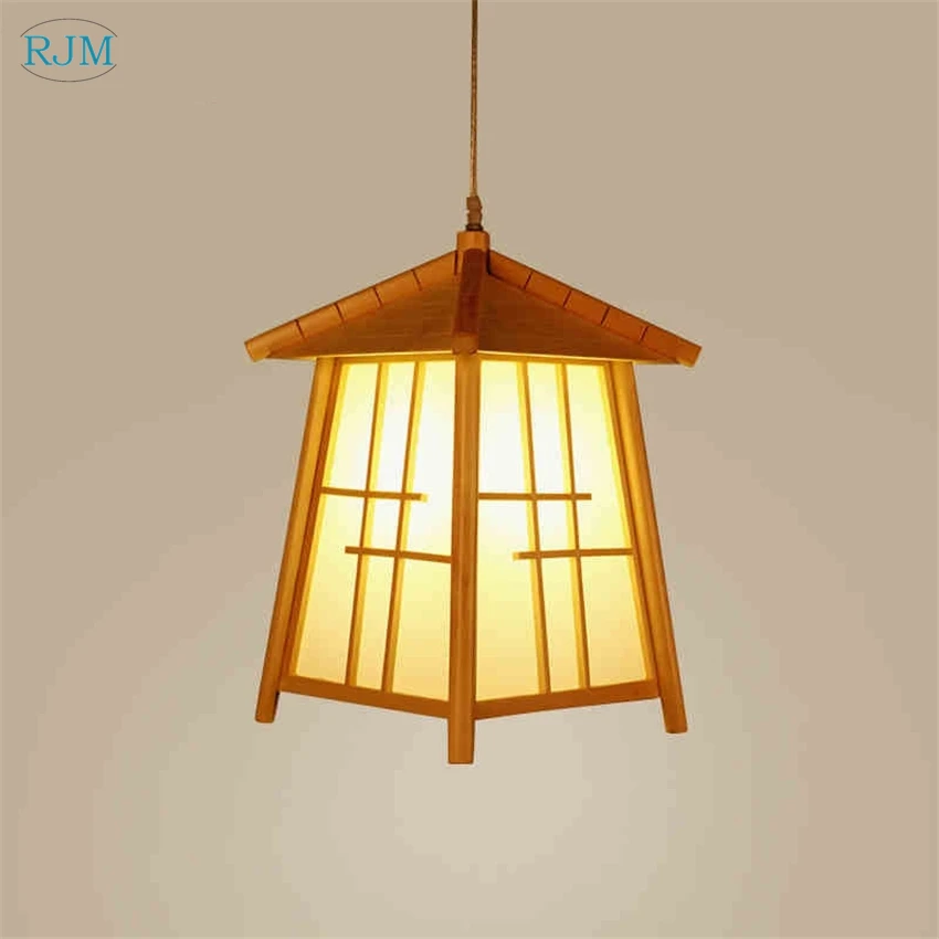 

American New Rustic Personality Solid Wood Cage Pendant Lights for Living Room Bedroom Dining Room Study Restaurant Lighting