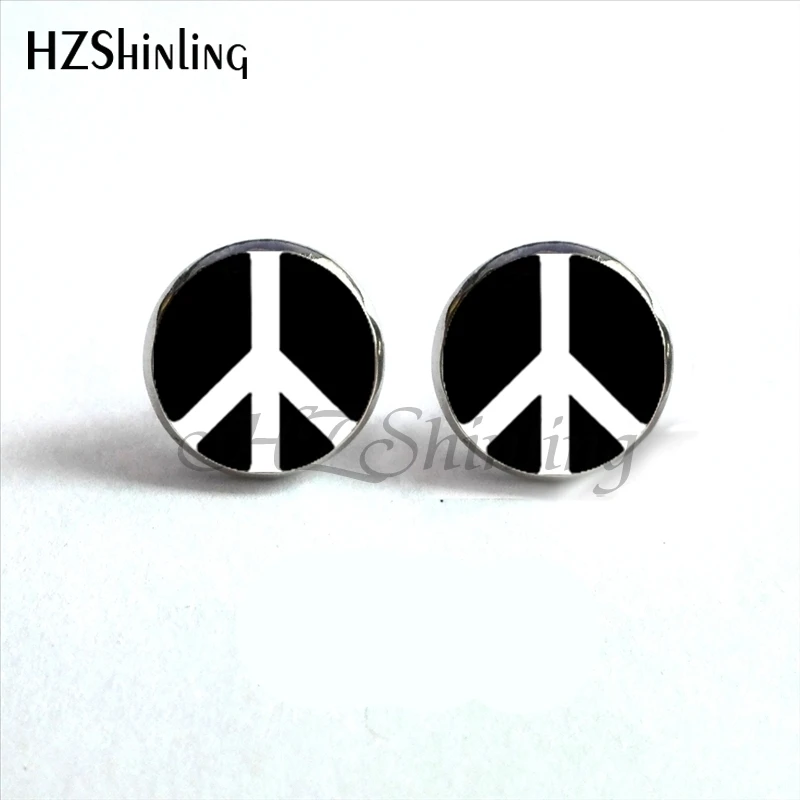 NES-0062 Hippie Peace серьги Зак мира серьги-гвоздики символ мира серьги ручной работы HZ4 - Окраска металла: 6