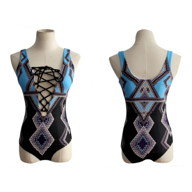 Сексуальный женский цельный купальник винтажная пляжная одежда бандажный