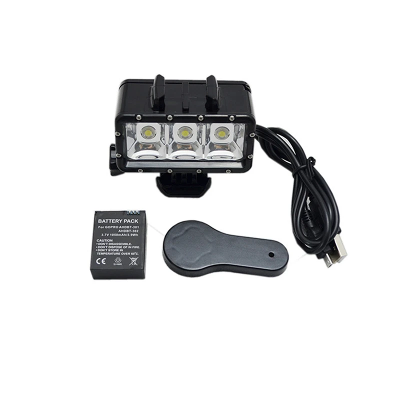 LED Flash Light 30m Waterproof Underwater Fill Lamp Diving Video Lights Mount For GoPro SJCAM SJ4000 H9 H9R xiaomi yi OR007 | Электроника