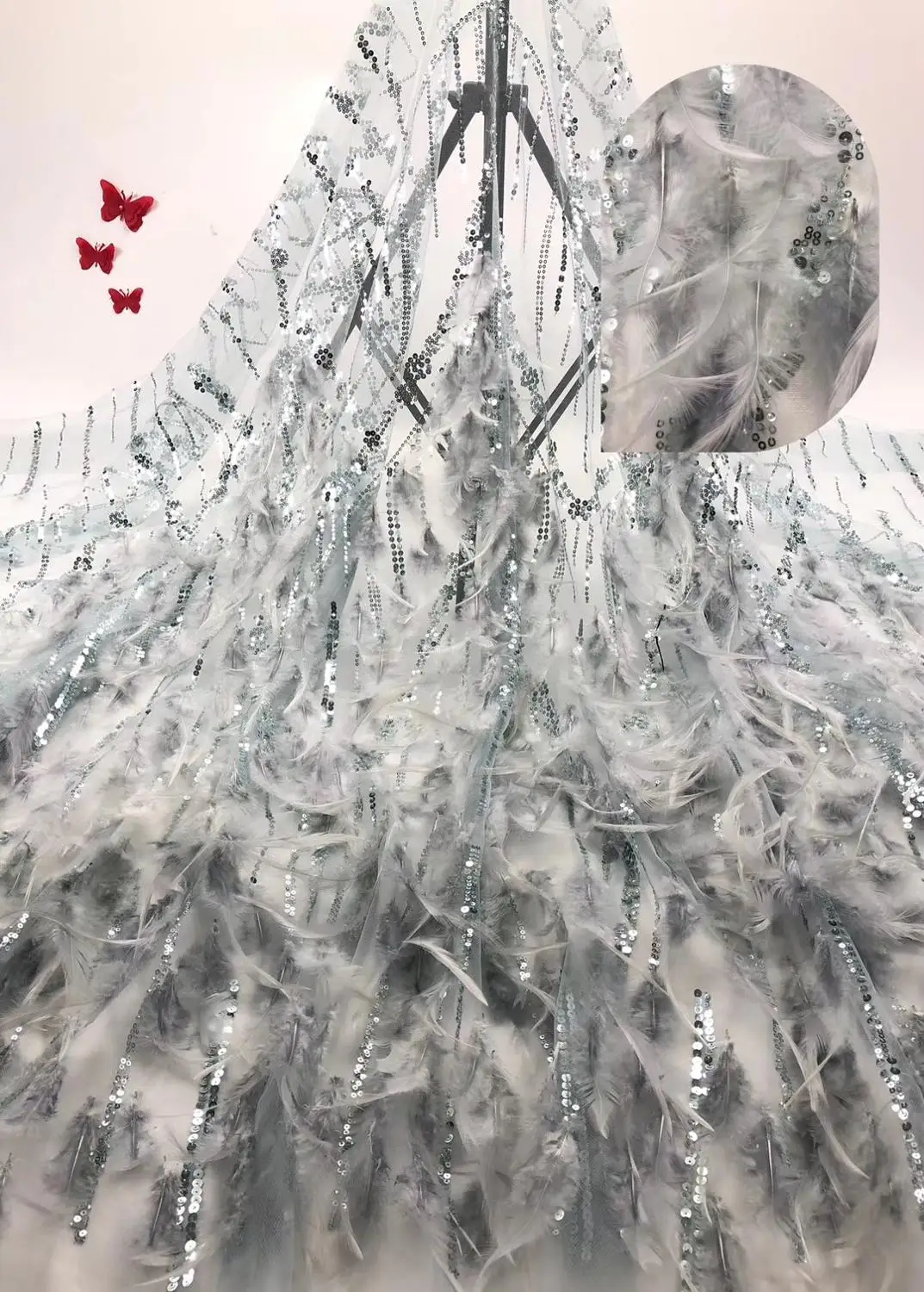 Кружевная ткань с блестками французский тюль из тюля сеткой и для платья DYS152