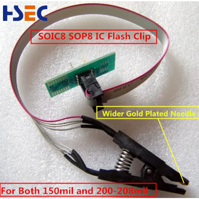 Более широкая Золотая игла SOIC8 SOP8 IC тестовый зажим К dip8 flash Clip для BIOS 93/25/24 TL866ii plus