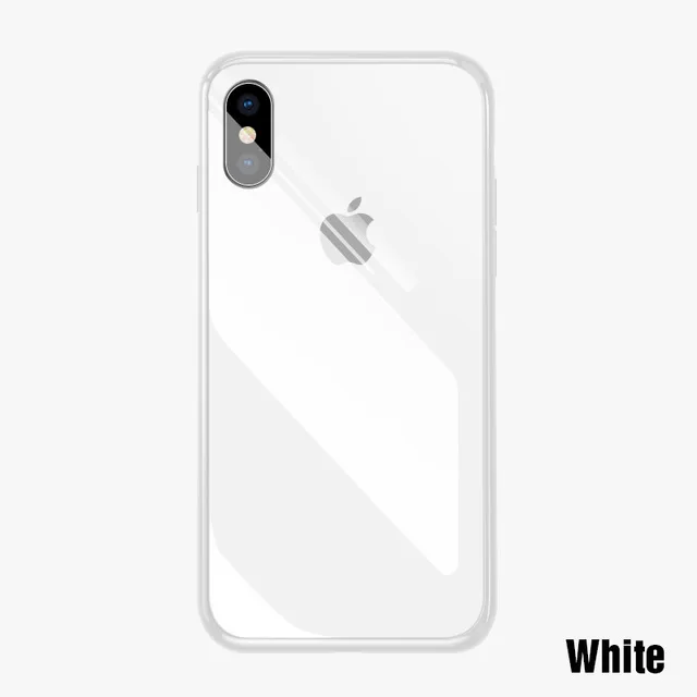White and FrontGlass 30D роскошный стеклянный чехол для Apple iPhone 6 6 S 7 8 плюс силиконовый чехол для телефона чехол с передним закаленным стеклом для iPhone Xs Max XR - Цвет: White and FrontGlass