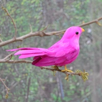 about 15cm hot pink feathers bird plastic foam natural feathers small bird handmade art model toypropdecoration gift w5523
