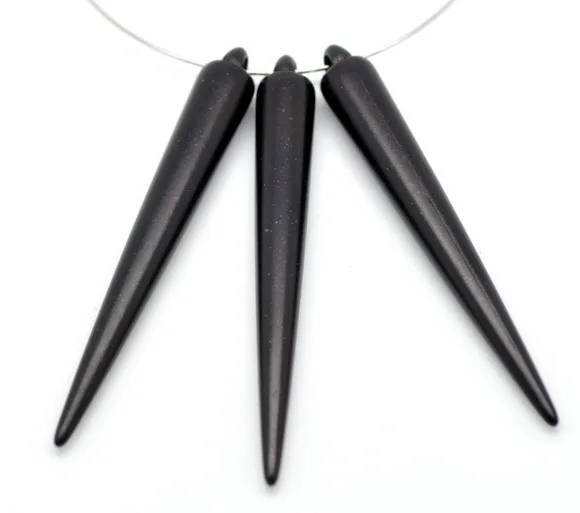 

Free Shipping 50pcs Black Retro Metal Acrylic Spike Pendant Earring Findings 5.2x0.7cm Jewelry Findings J0734