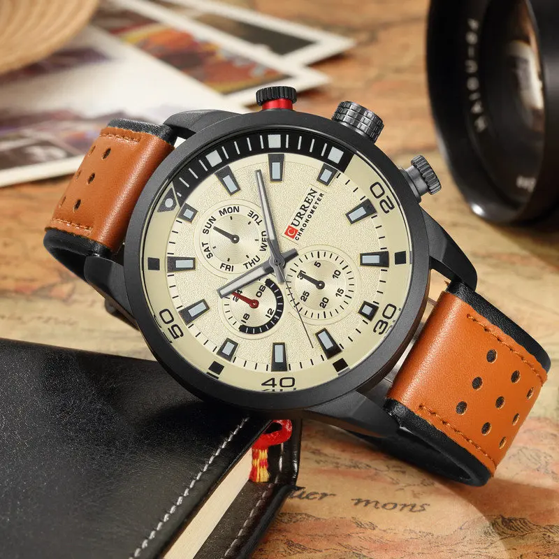 Часы наручные Curren Мужские кварцевые брендовые Роскошные спортивные