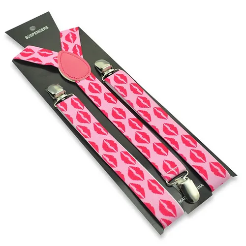 lipstick red Модные 8 цветов, разноцветные подтяжки 1 дюйм/2,5 см, тонкие эластичные регулируемые подтяжки для женщин и мужчин, y-образные подтяжки - Цвет: lipstick red