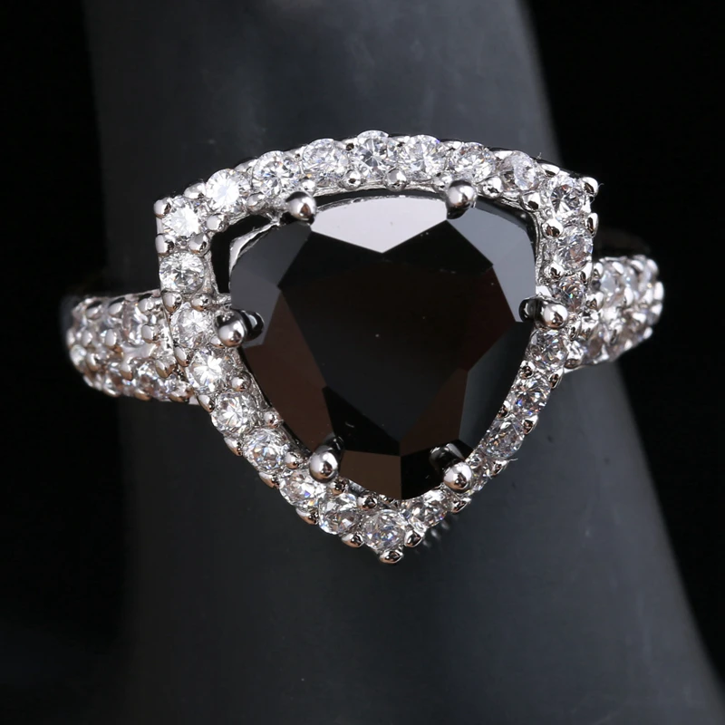 Захватывающий sTriangle черный оникс белый кубического циркония стерлингового