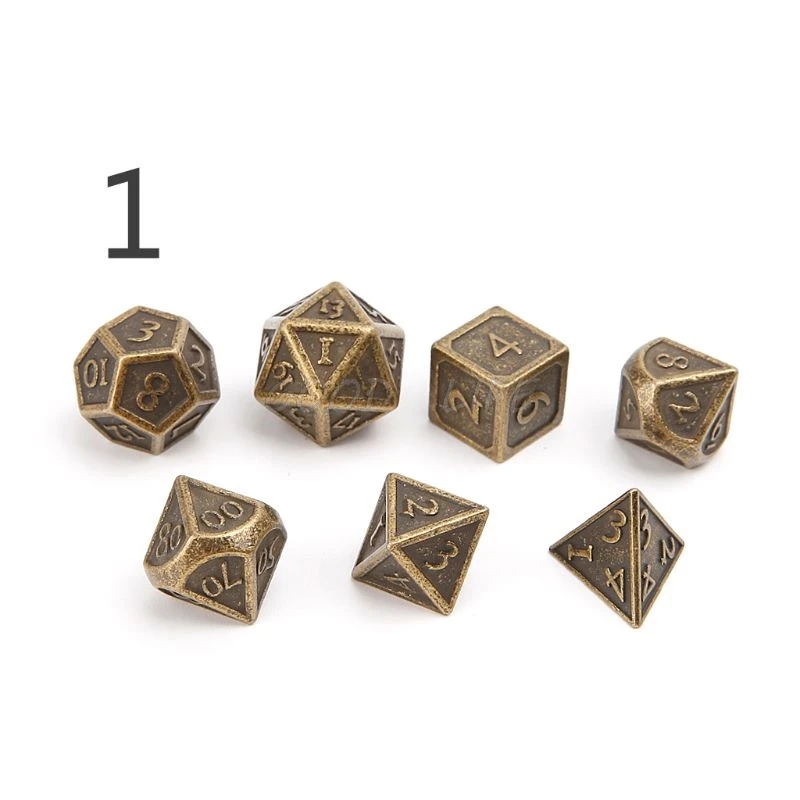 

Free shipping Hot 7pcs/set Metal Dice RPG Polyhedral Board Game D4-D20