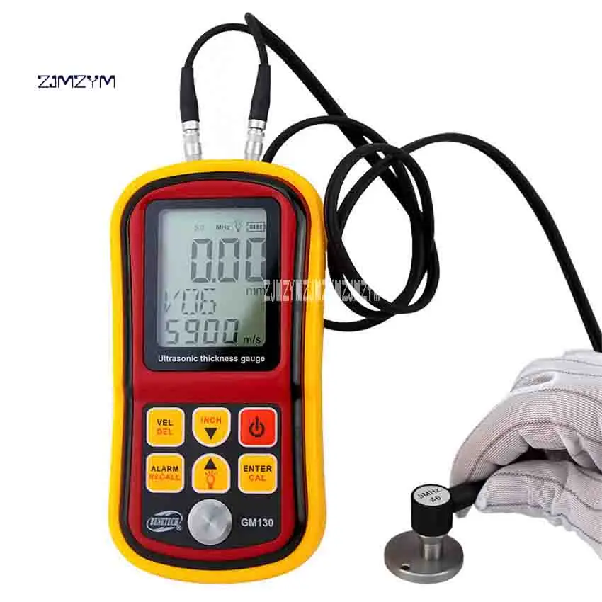 

ZJMZYM GM130 Handheld Ultrasonic Thickness Gauge Electronic Metal Digital Thickness Gauge 1.0-300mm (steel) 5MHZ 1000-9999m/s