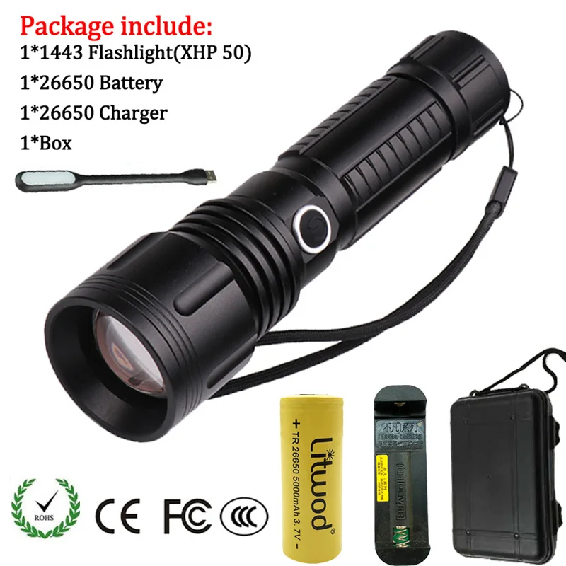 Option 4 Litwod Z351446 светодиодный вспышка светильник CREE XHP70.2& XHP50 высокий мощный 50000LM тактический Водонепроницаемый фонарь светильник 18650& 26650 Фонари - Испускаемый цвет: Option 4