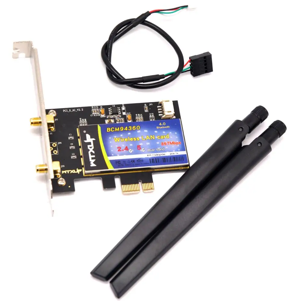 WTXUP Broadcom BCM94360CS2 1200 Мбит/с 802.11ac беспроводной PCI E Wi Fi адаптер PCi Express для настольного