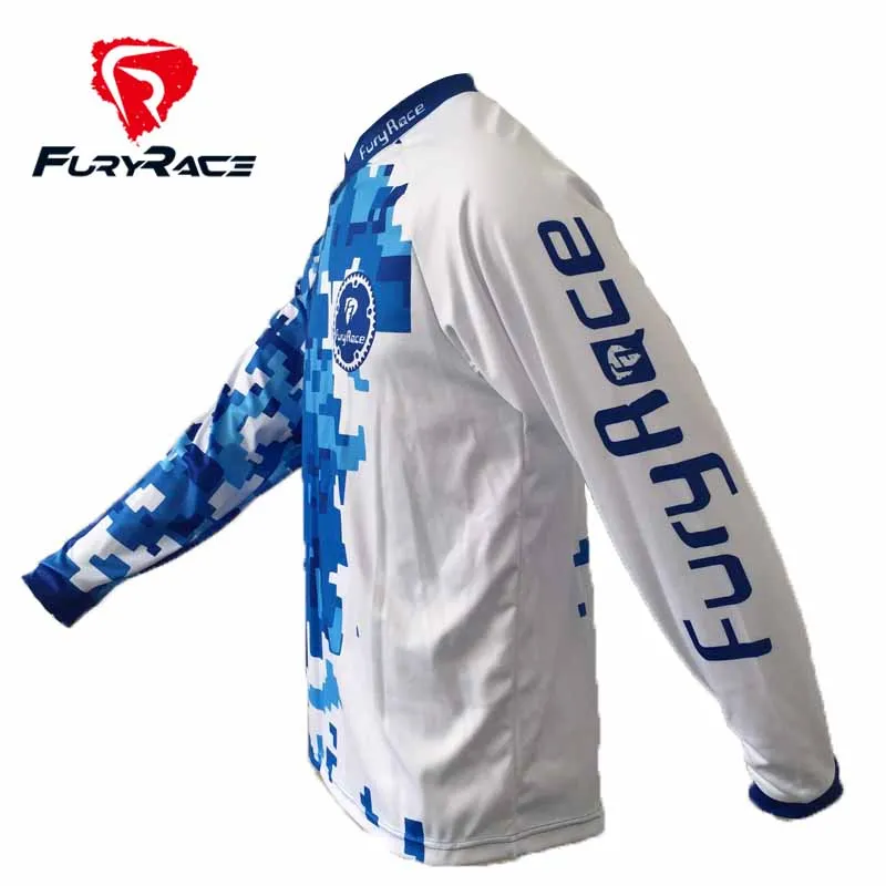 FURY Racing 2017 мужские синие камуфляжные майки для горного велосипеда MTB BMX футболки