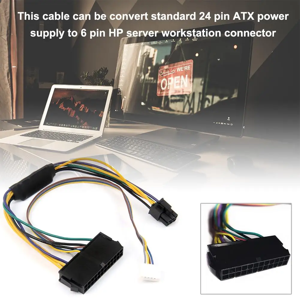 

Conversion Cable Power Adapter for HP Elite 8100 8200 8300 800G1 ATX 24-pin to 6P
