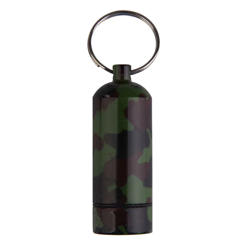 

High Quality Sealed Aluminum Alloy Military Pill First Aid Gallipot Container Keyring Outdoor Sport Camping Tactical Safety Gear