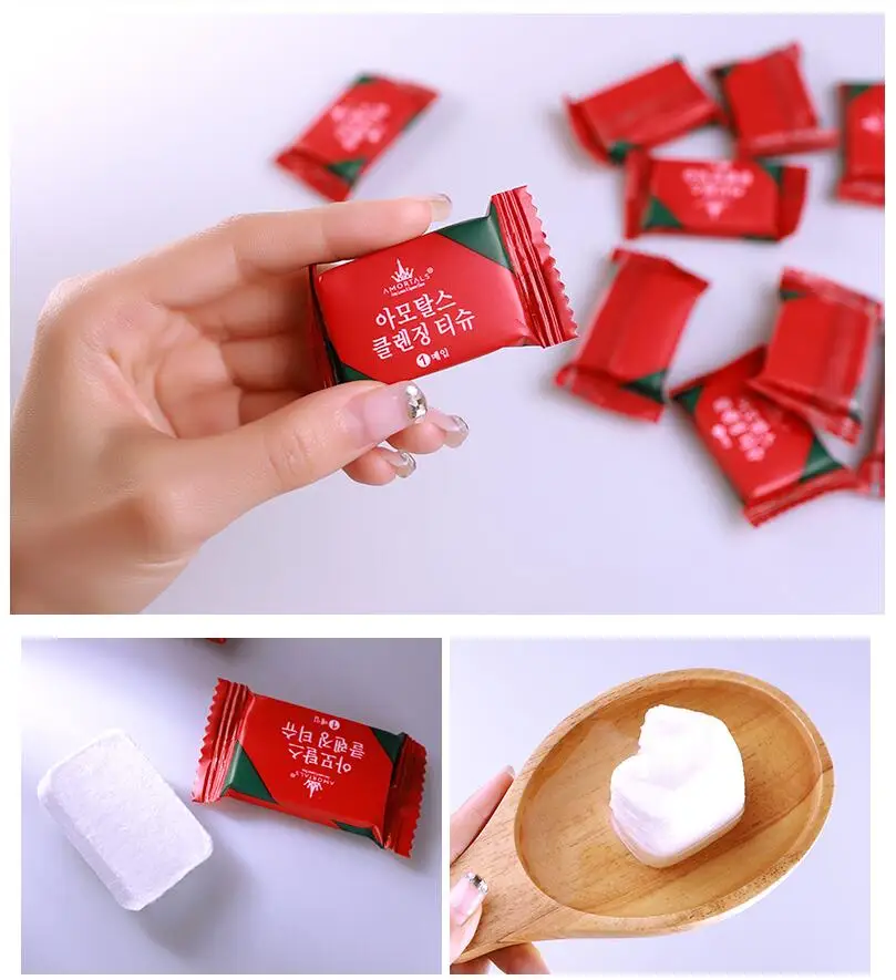 20 шт. портативное сжатое полотенце для снятия макияжа слоеные чистящие салфетки