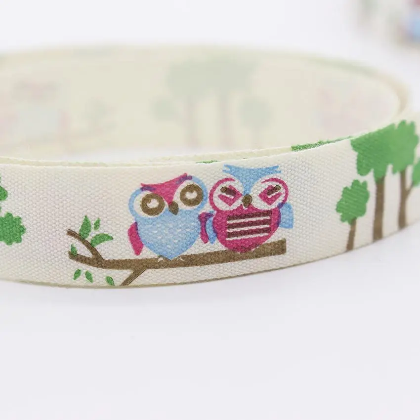 Zakka 15 мм Kawaii Рисунок совы хлопчатобумажная тесьма Сделай Сам швейная лента с
