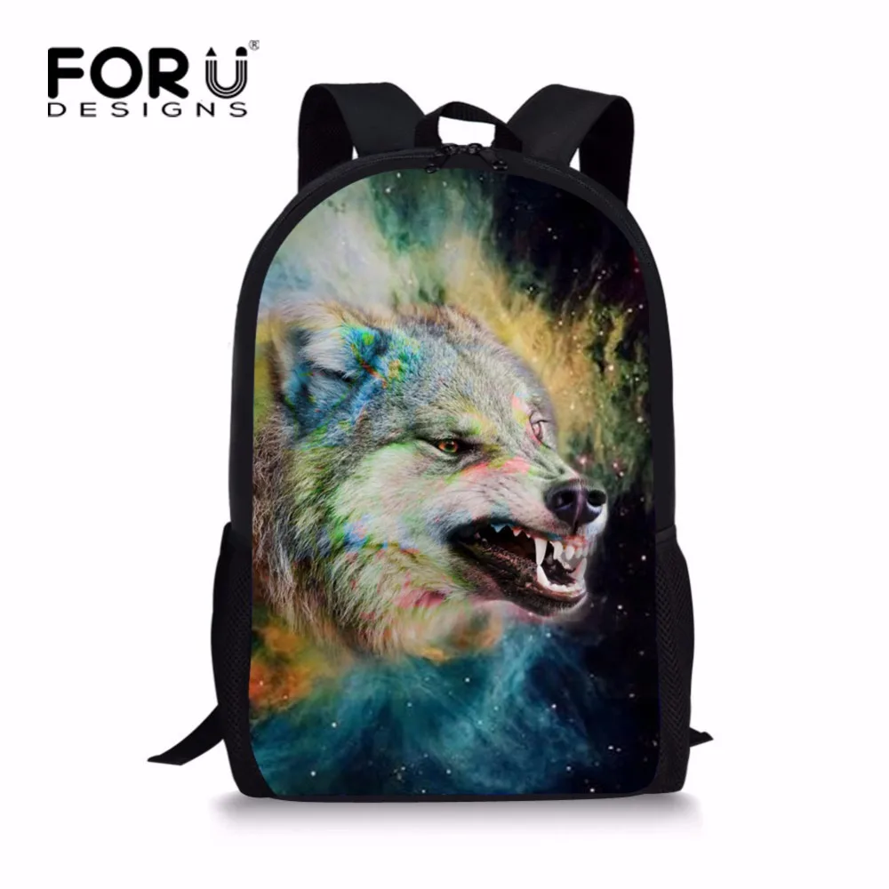 Крутая школьная сумка FORUDESIGNS с изображением животных волков для мальчиков