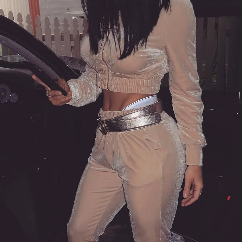 

Two Piece Set Women Tracksuit Hoodies Sweatshirt & Pants High Waist Sets Workout Wear Fashion Long Sleeve Zipper Suits