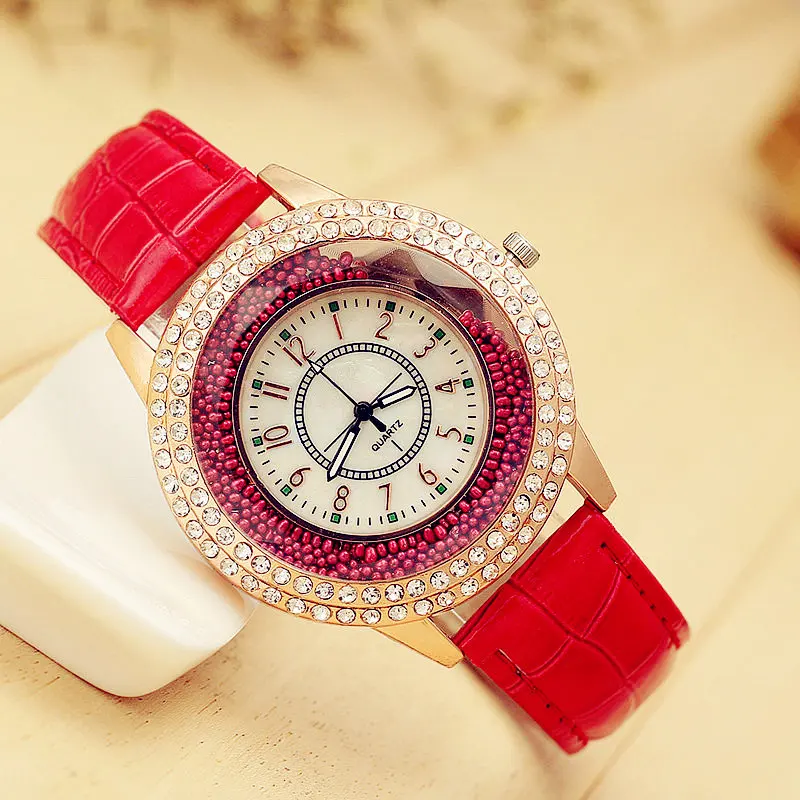 Модные женские Элитный бренд часы с украшением в виде кристаллов наручные