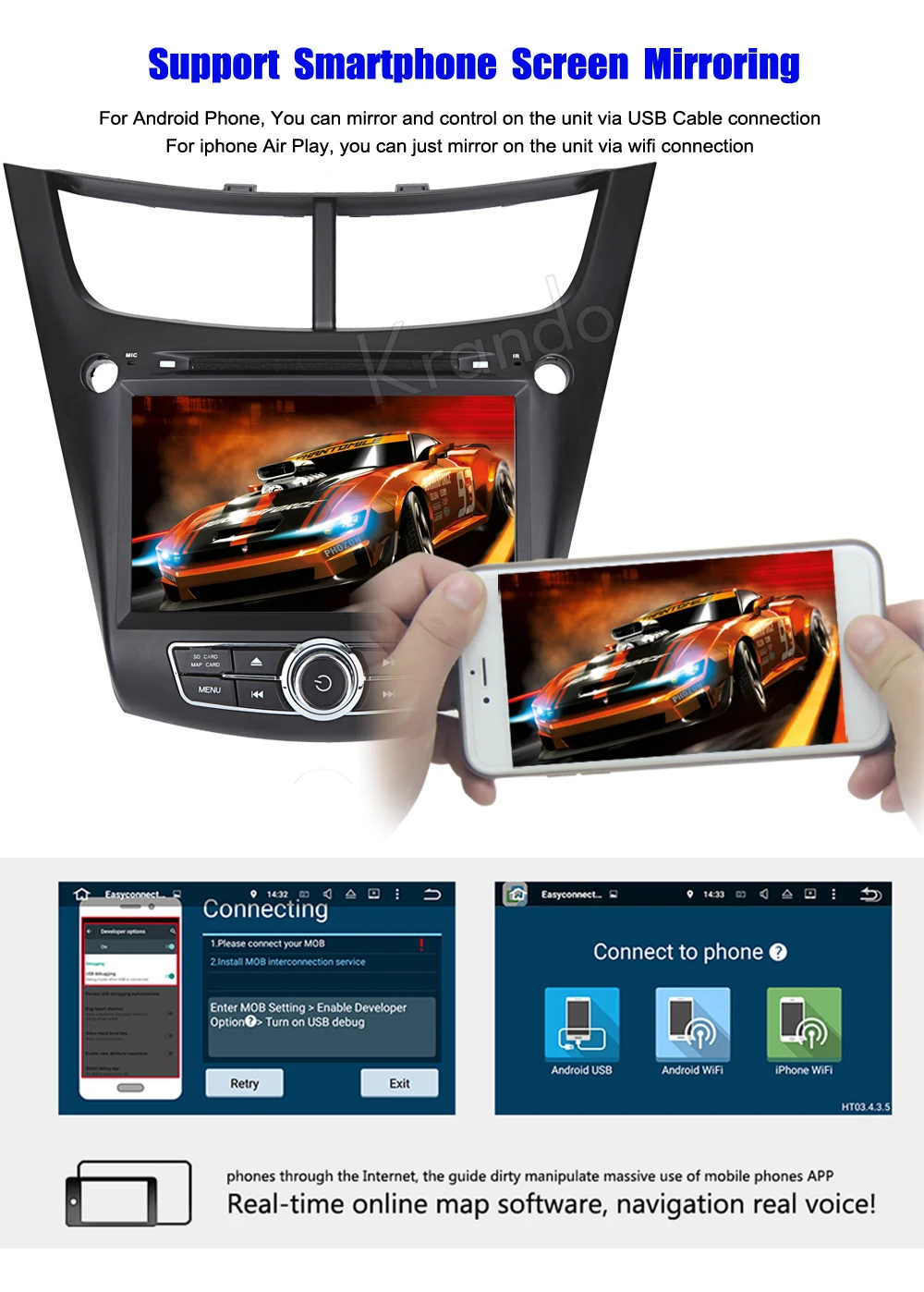 

Krando 8" Android 7.1 car navigation multimedia system for Chevrolet Sail 2015+ audio radio gps dvd player WIFI 3G DAB+