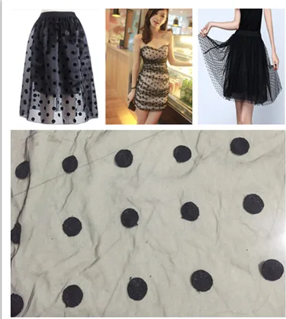 Скидка Белый 150 см ширина 2 ярдов/партия Большой горошек вышитые мягкие сетки Тюль