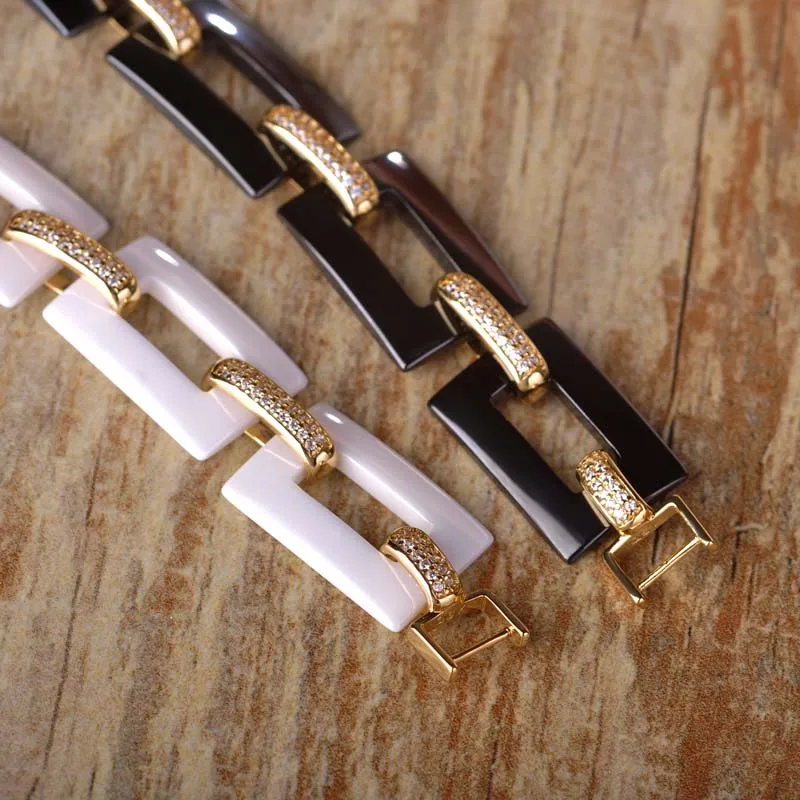 MECHOSEN белый/черный керамические браслеты из циркона AAA фарфор Pulsera Mujer мягкий