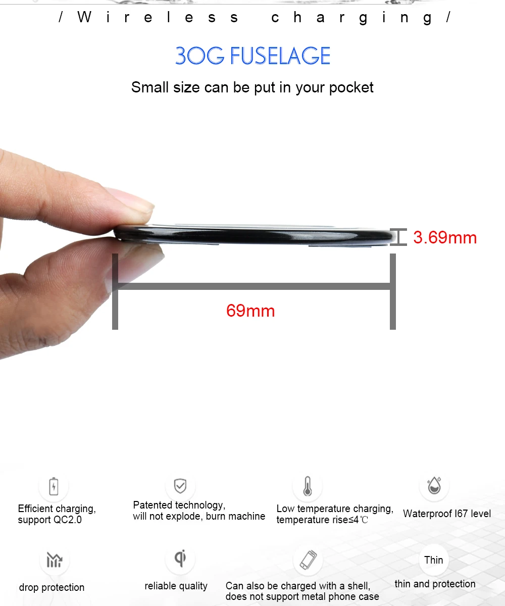 IP67 водонепроницаемое Беспроводное зарядное устройство для Apple iPhone X 8 Plus XR XS Max samsung Galaxy S10 S9 S8 Note 10 9 Беспроводная зарядная подставка 10 Вт