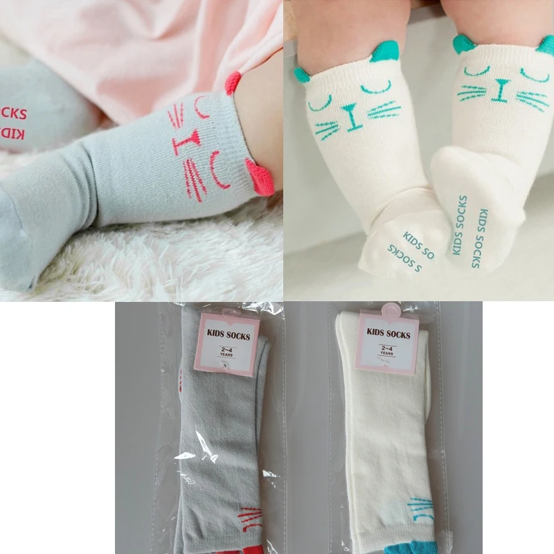 Newborn Toddler knee high sock Baby Boy Girl Socks anti slip Cute Cartoon Cat Skid Resistance leg warmers for 0 2Y 2 4Year|warmer usb|warmer