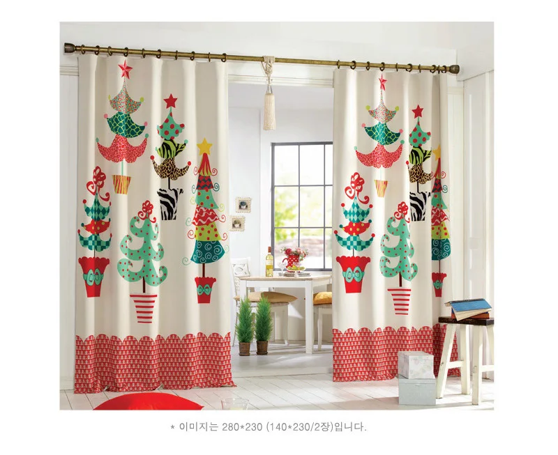 

Red Christmas Cortina Infantil 3d Curtains For The Bedroom Blackout Fabric Free Shipping 063