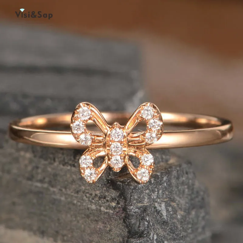 

Visisap Elegant Butterfly Beautiful Gifts Rings for Women Rose Gold Color Dropshipping Ring Anniversary Jewelry Supplier B2189