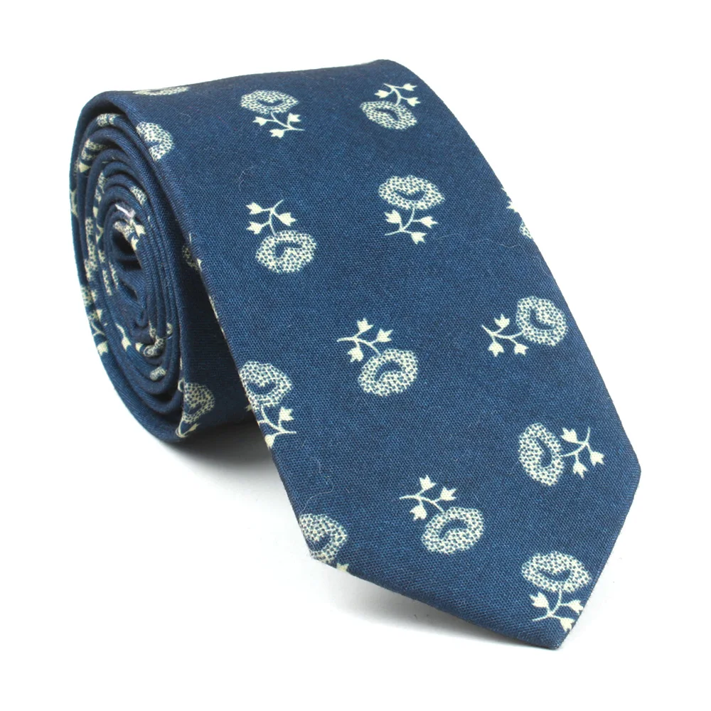 

Men Vintage Cotton Flower Tie Fashion Casual Floral Slim 6cm Neckties for Wedding Party