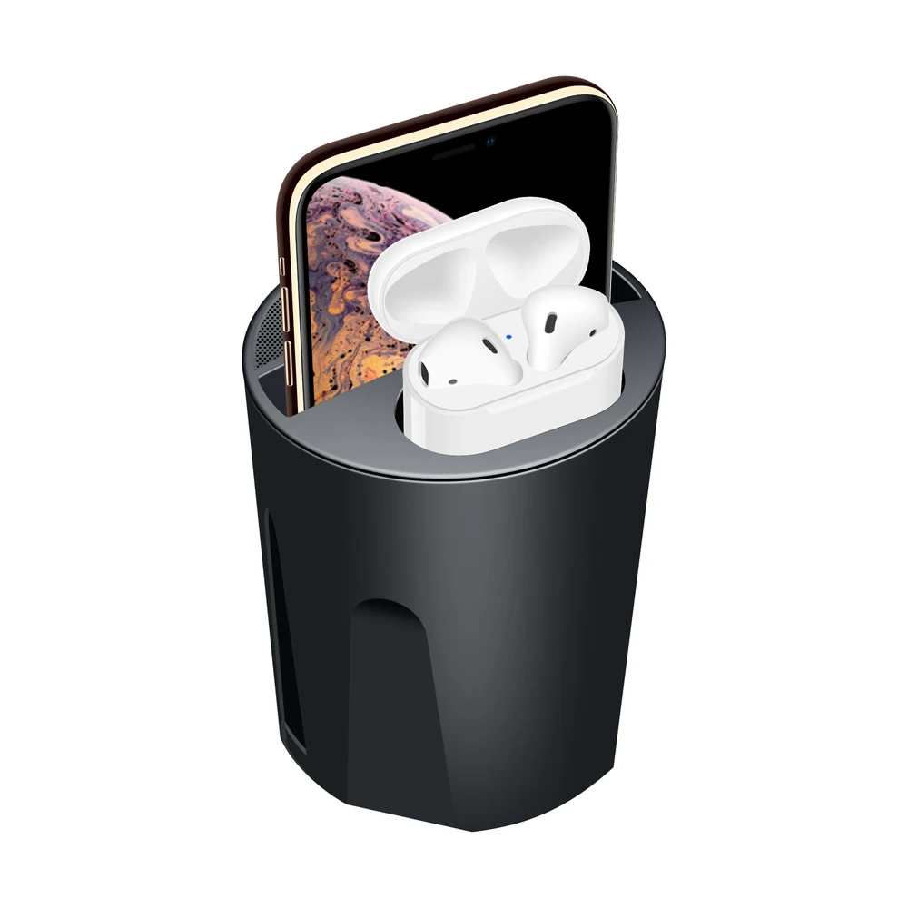 QI Беспроводное Автомобильное зарядное устройство чашка для airpods iPhone X 8 Plus XR XS Max