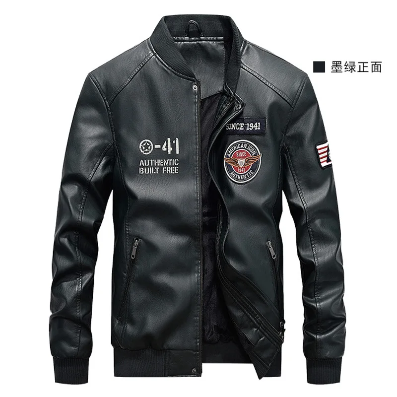 Повседневные Черные кожаные куртки для мужчин дери Монт Эркек весенне осенняя