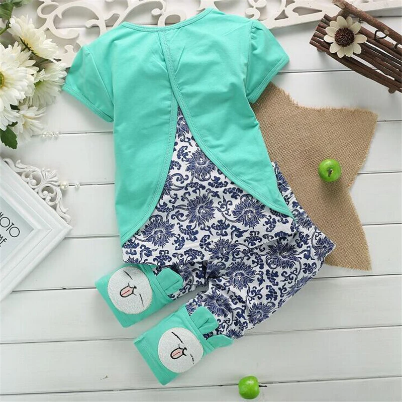 Комплекты для маленьких девочек топ + короткие штаны летние костюмы комплект