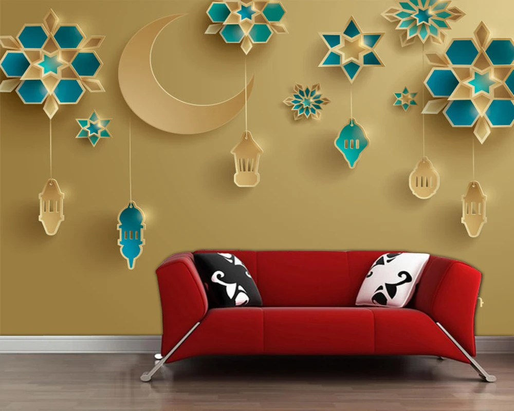 Обои 3d золотистые в исламском стиле обои для гостиной детской комнаты дивана