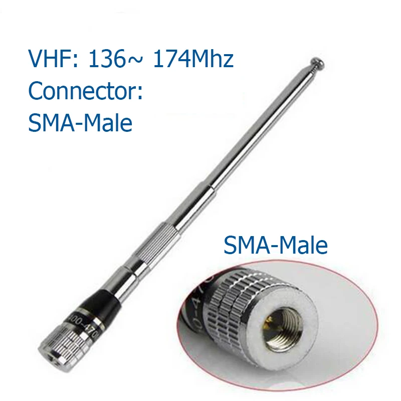 Dlenp телескопическая VHF Складная антенна Astro 320 SMA Мужская охотничья отслеживающая рация антенна полная длина 1 м