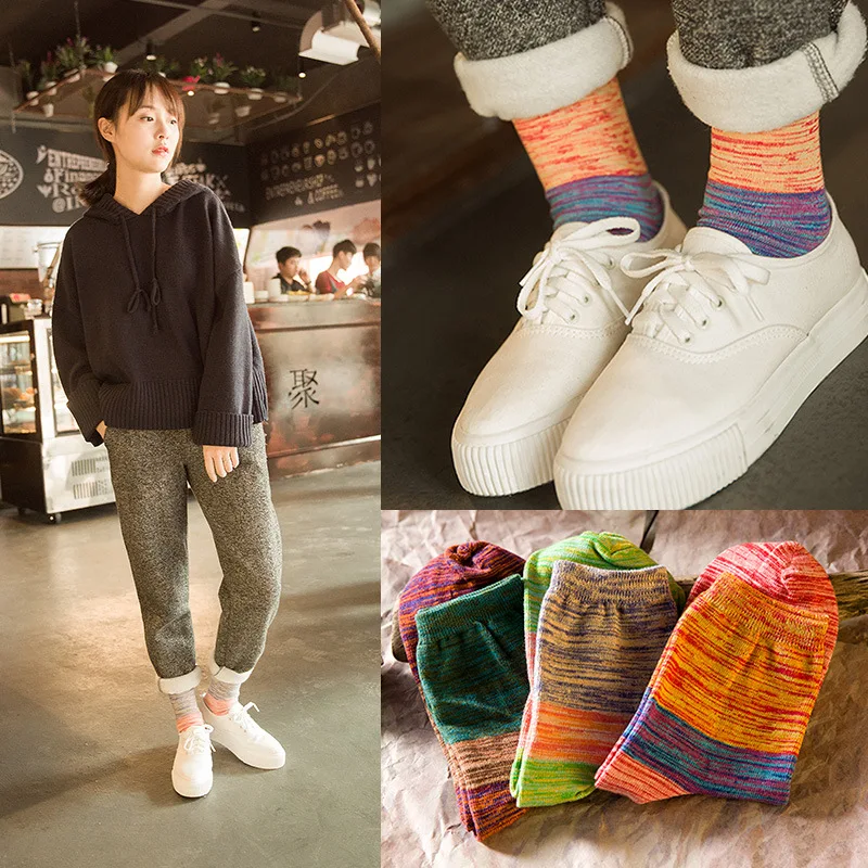 10 Пар/лот Осенние и зимние женщины носки серии чай Ян этнической ветер куча