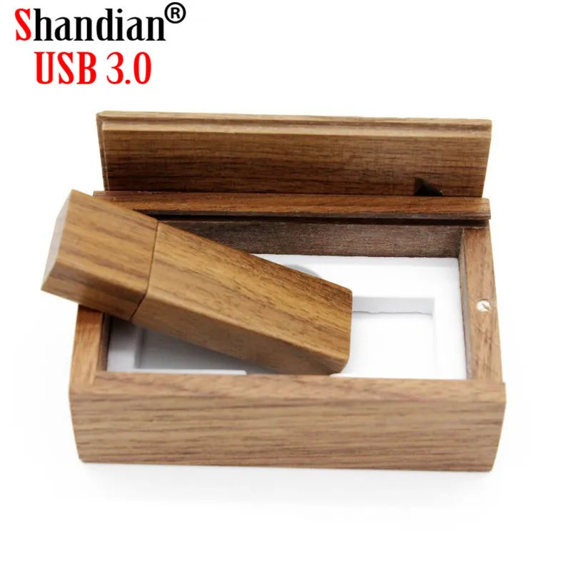 SHANDIAN USB 3,0 логотип на заказ Деревянный usb+ коробка usb флеш-накопитель Memory stick pendrive 4 ГБ 8 ГБ 16 ГБ 32 ГБ 64 ГБ U диск свадебный подарок