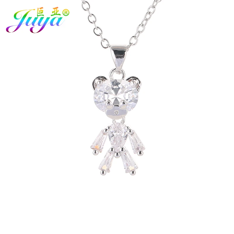 Juya Gold/Rose Gold Handmade Cubic Zirconia Animal Toy Bear Suspension Charm Pendant Accessories For Women Kids Jewelry Making | Украшения