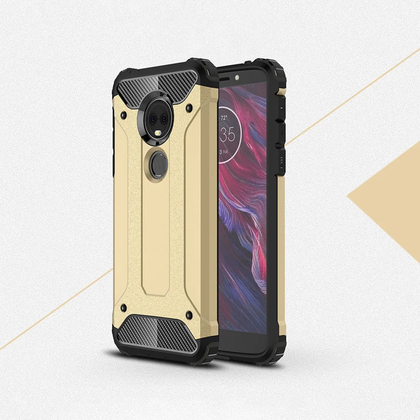 Гибридные Чехлы для Moto G7 G6 1S G5S G5 G3 G4 E6 E5 Z4 P30 Note Play Plus One power Motorola защитные чехлы - Цвет: Gold