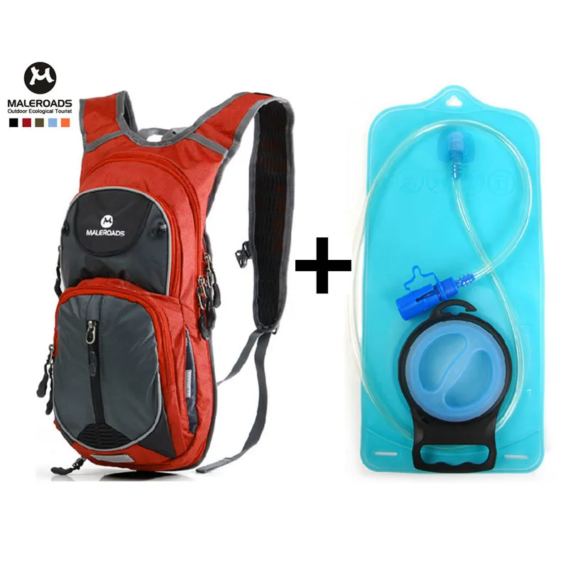 Orange and 2L Bags Maleroads 10л велосипедный рюкзак гидратационная сумка для воды велосипедный рюкзак для велоспорта походная сумка для мужчин и женщин - Цвет: Orange and 2L Bags