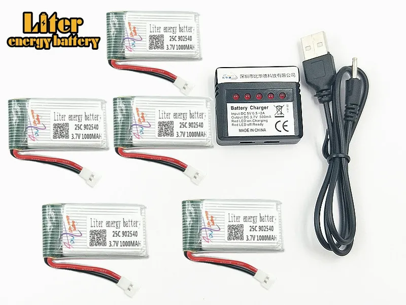 Аккумулятор 1000 мА · ч, 3,7 в, 902540, 25c LiPo + зарядное устройство USB для SYMA X5C X5 X5SW X5HW X5HC, запасные части для радиоуправляемых дронов, квадрокоптеров