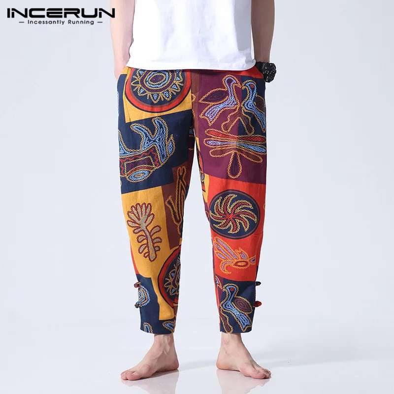 Orange Pants Гавайские пляжные мужские повседневные штаны, широкие ноги, мешковатые шаровары в стиле хип-хоп, свободные, для фитнеса, бега, этнические брюки, Hombre - Цвет: Orange Pants